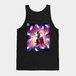 Cowboy Space Cat On Elephant Unicorn - Burrito Tank Top